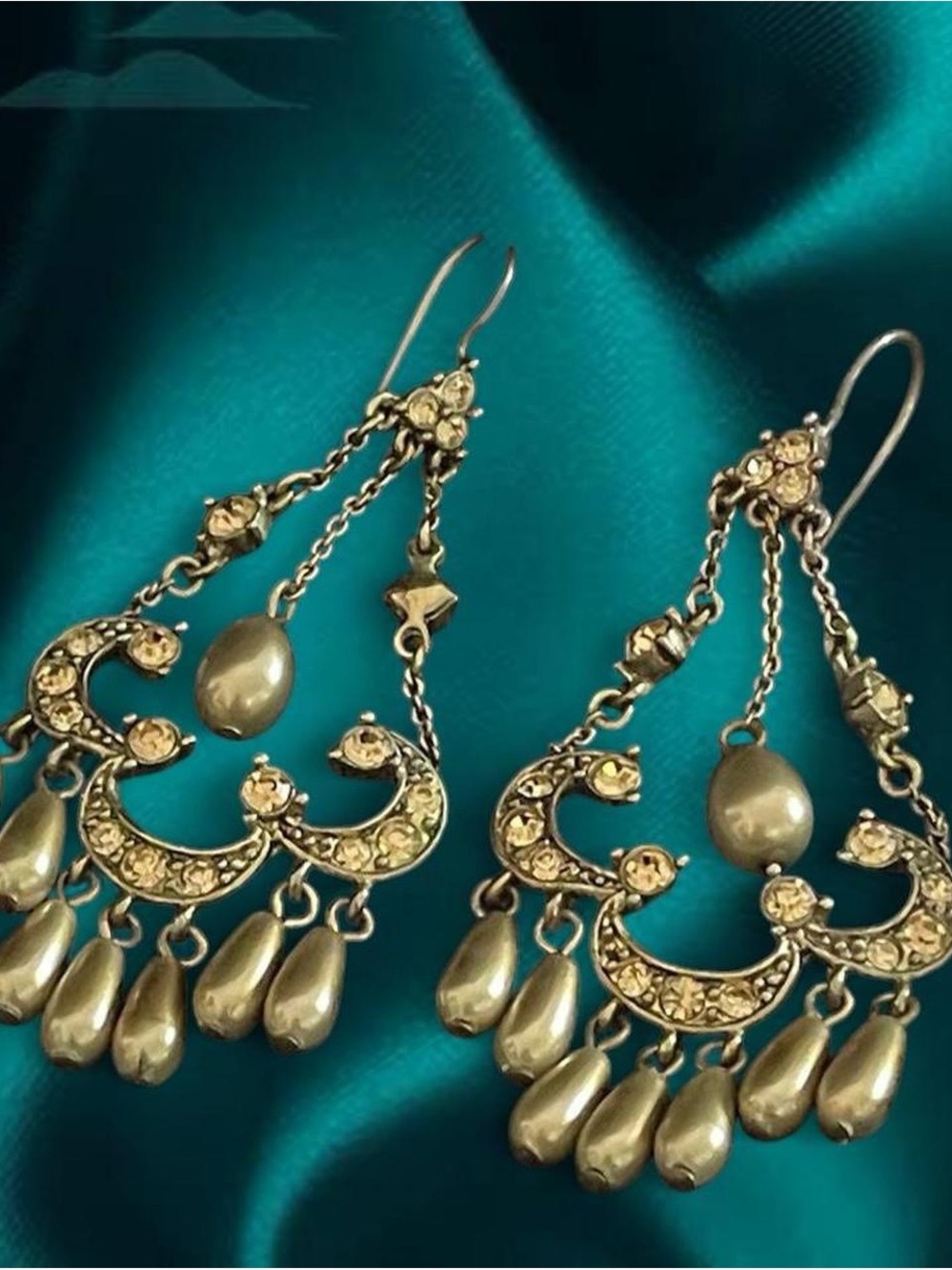Monet Champagne Gold Teardrop Chandelier Dangle Earrings